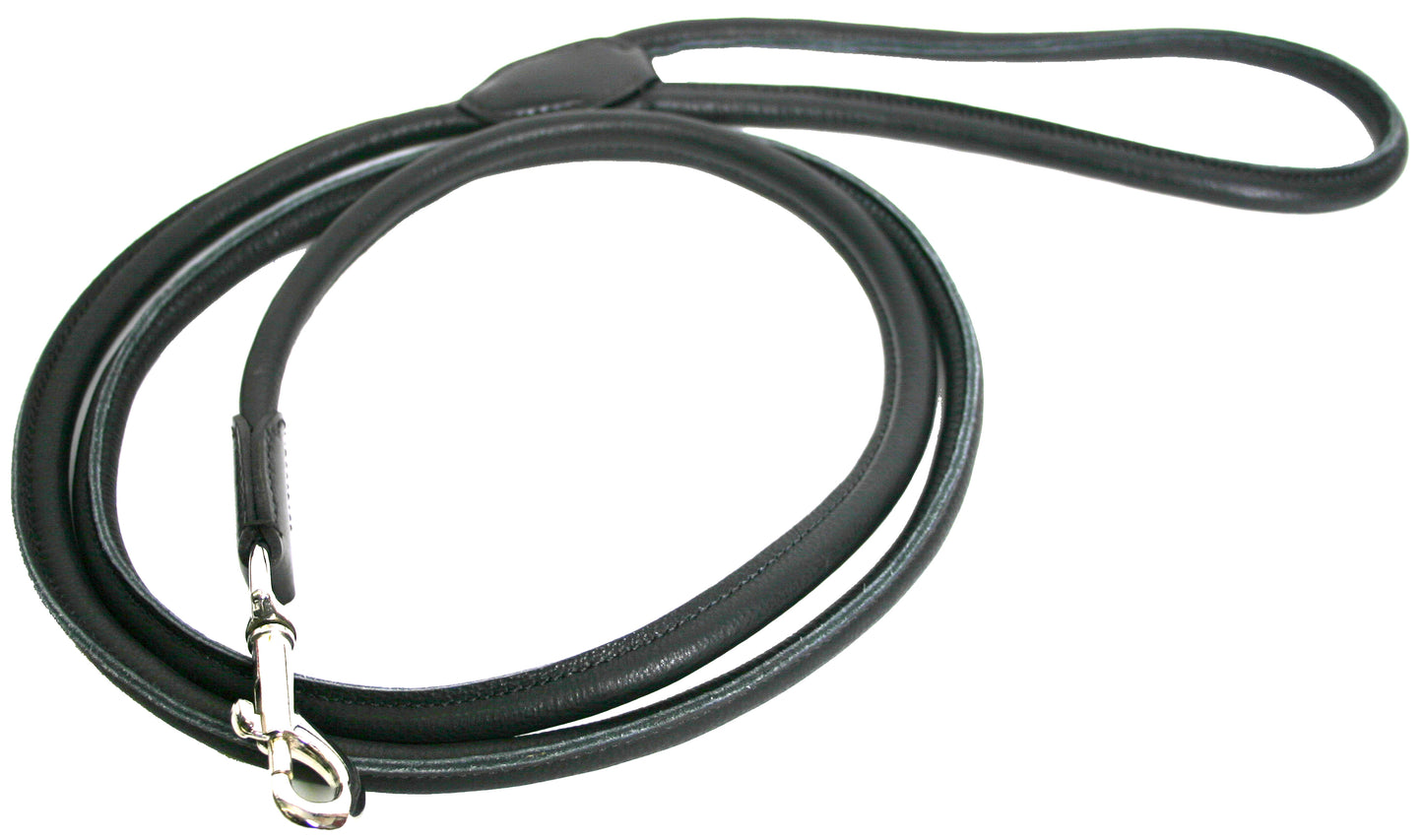 Läderkoppel runtsytt Svart 8mm/180cm