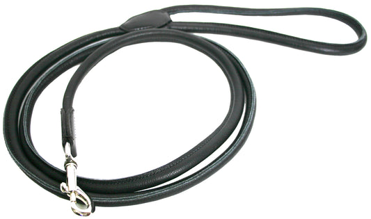 Läderkoppel runtsytt Svart 10mm/180cm