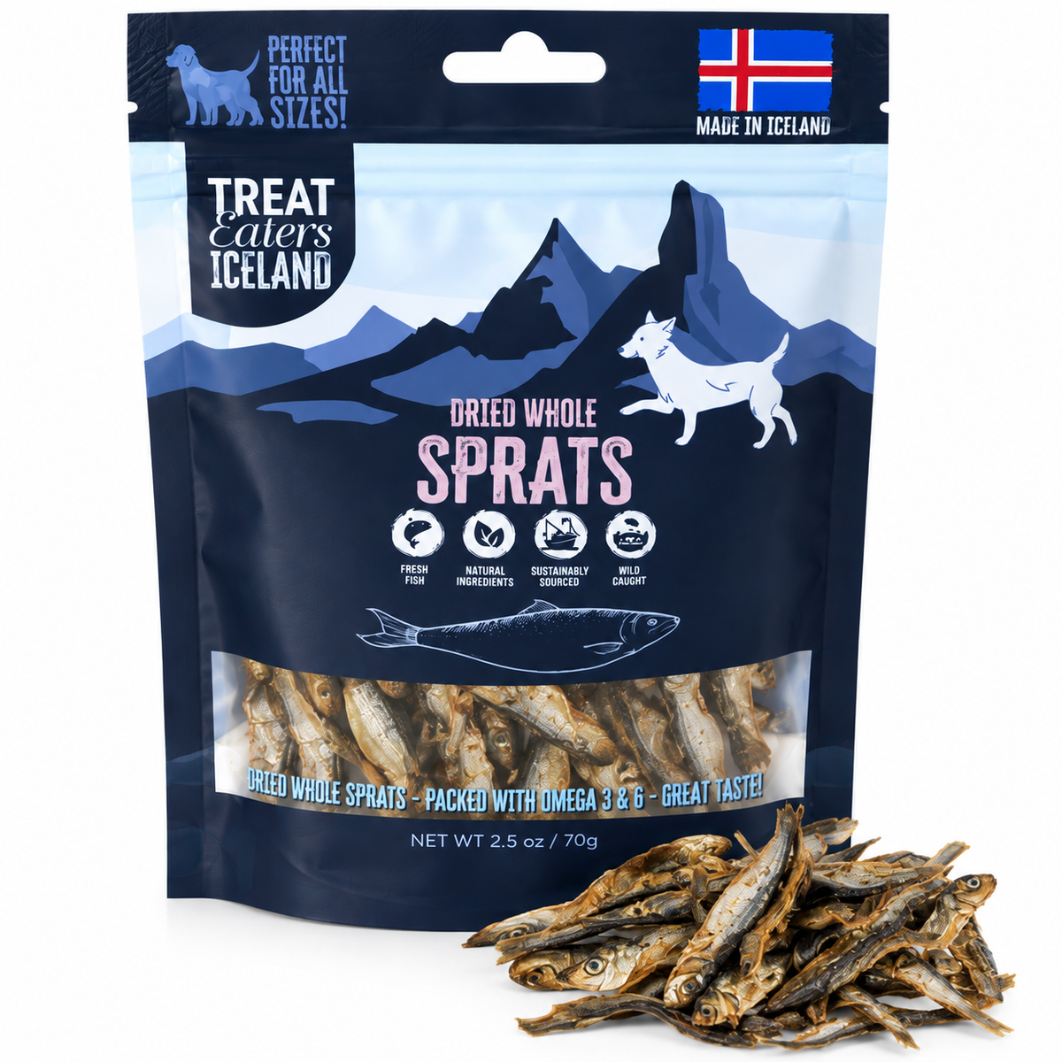 Hundgodis Iceland Dried Whole Spratz 70gr