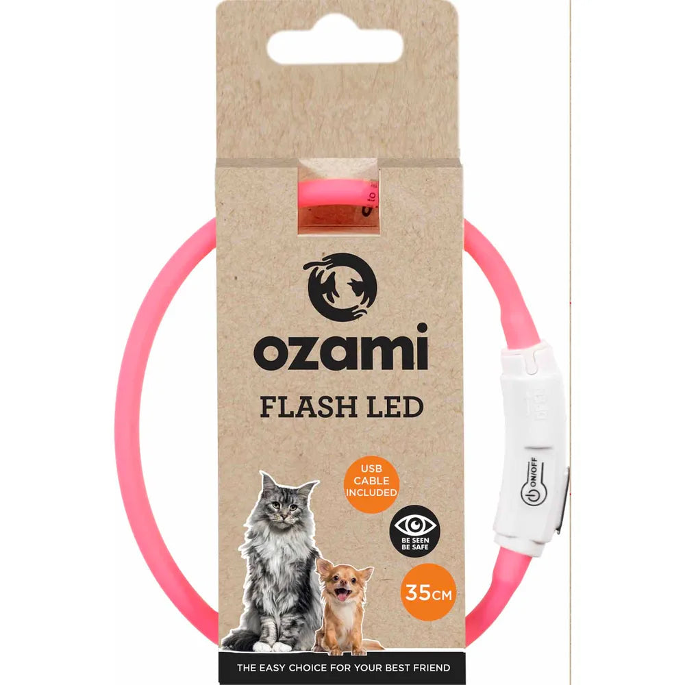 Blinkande Halsband Led Rosa 35cm