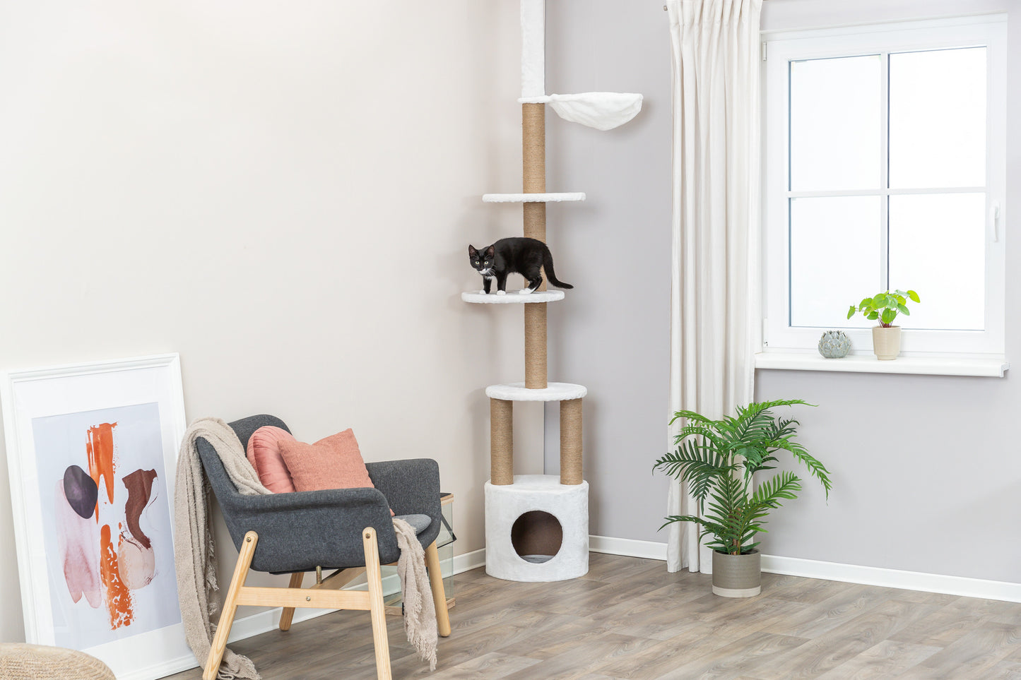 Klösmöbel Aurelio, golv-tak, 220-250cm, Vit